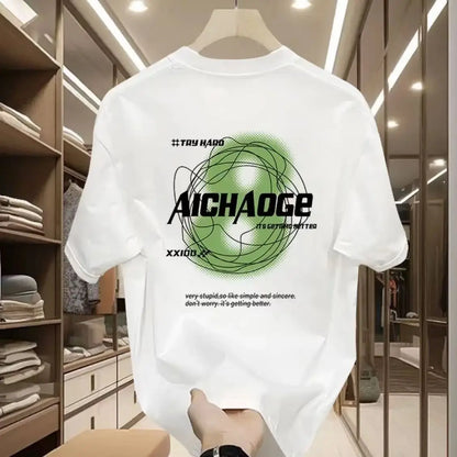 Men's Cotton Print T-Shirt Loose Fit Pullover T-Shirt Men's