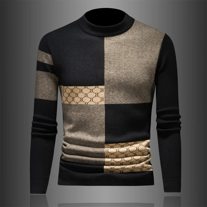 Turtleneck Men's Plaid Sweater