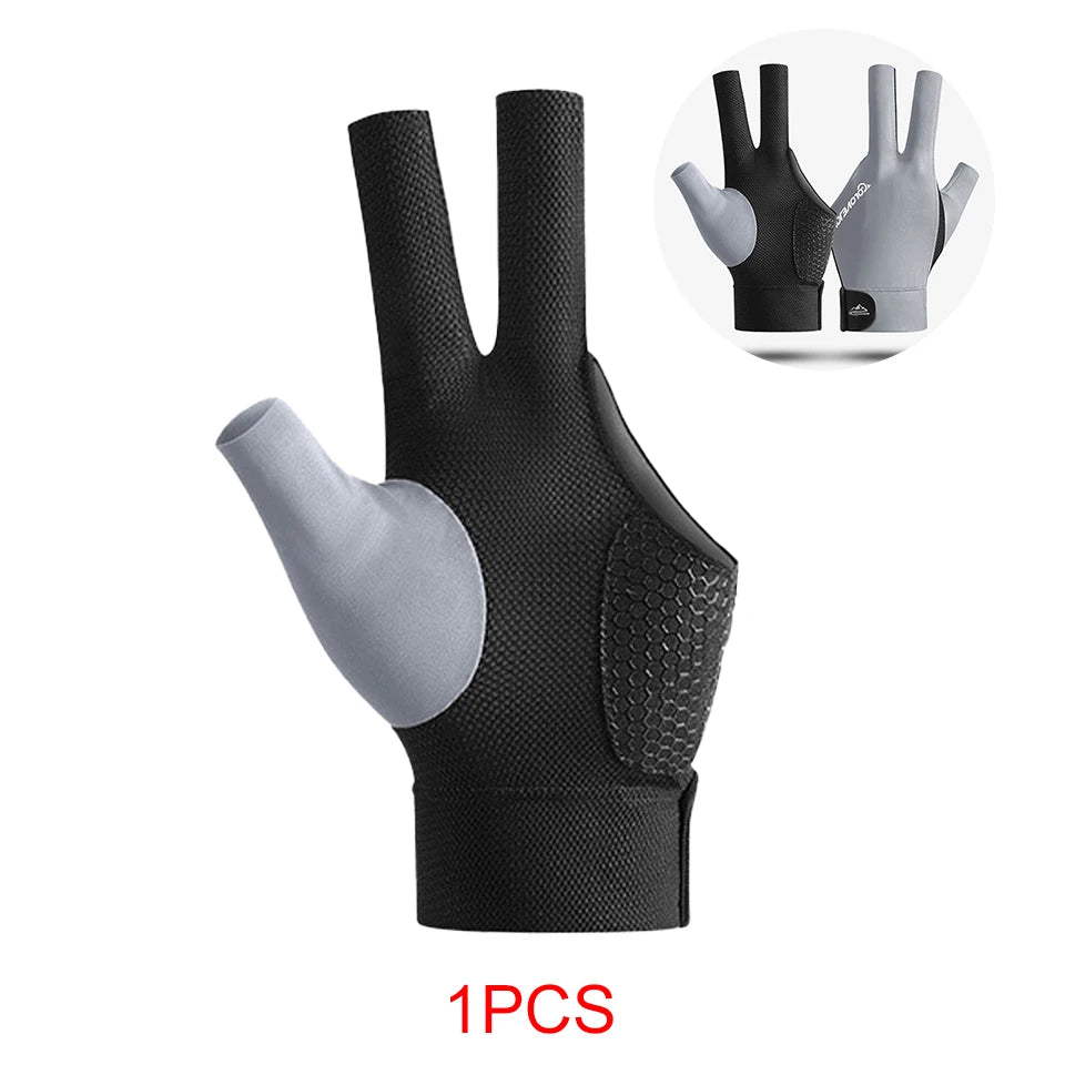 Black and gray glove with a close-up inset on a white background