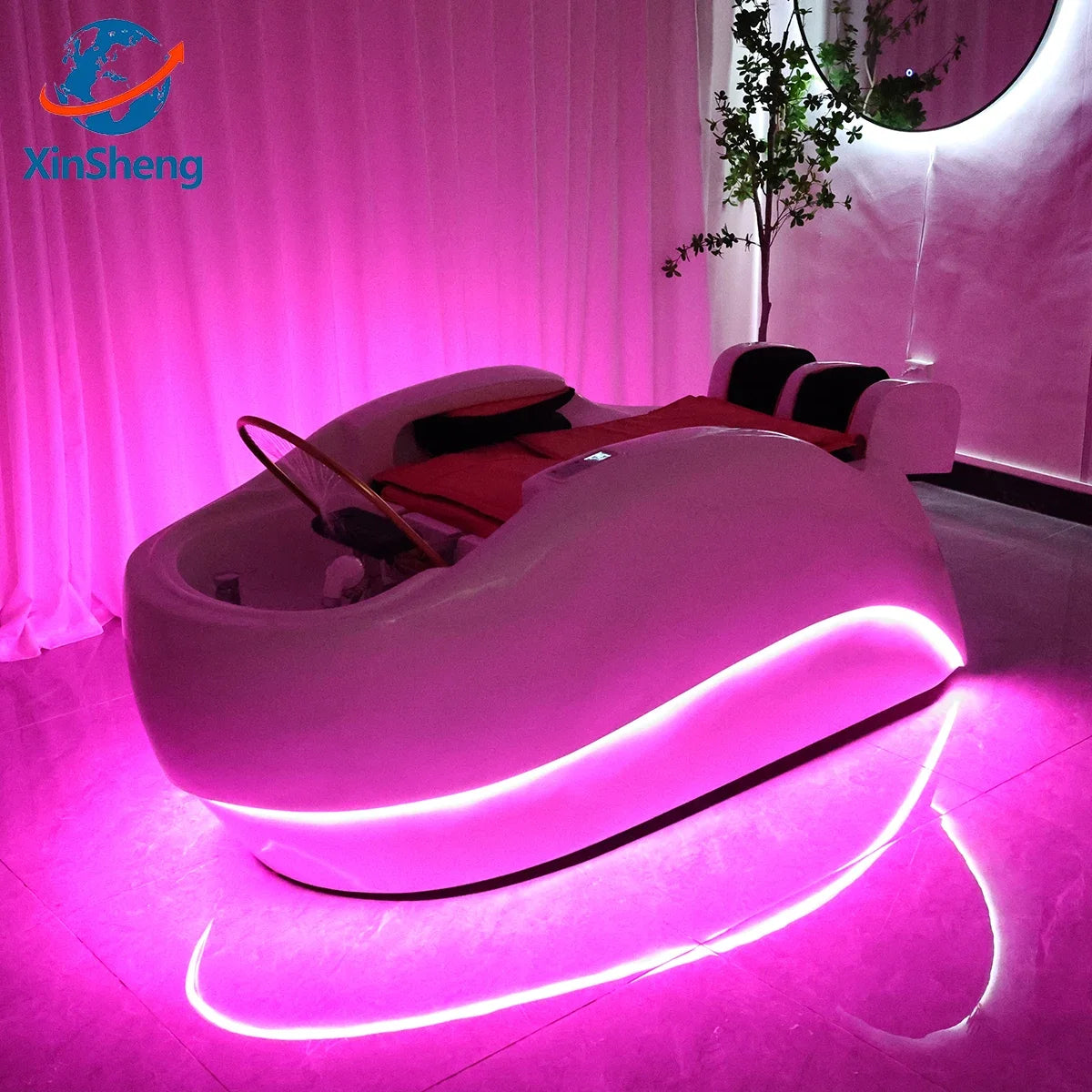 XinSheng Professional Electric Massage Bed Head SPA Salon Massage Table Hair Washing Fumigation Beds Barber Shop Smart Furniture