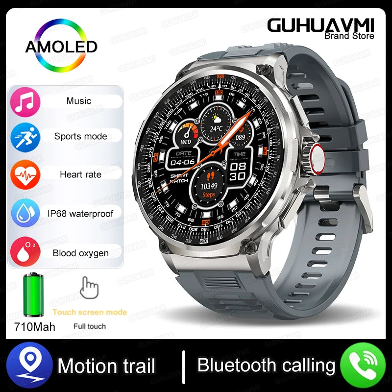 1.85" AMOLED Smartwatch - GPS, Bluetooth Calls, 710mAh Battery
