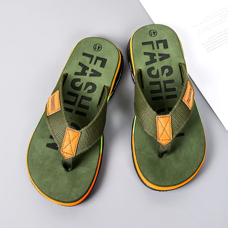 Hochwertige grüne Herren-Flip-Flops für den Sommer, rutschfeste Badesandalen für Herren, Outdoor-Flip-Flops, modische Pantoletten für Männer, Chinelo Masculino