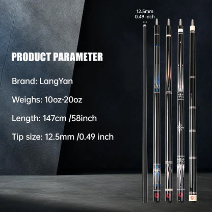 2 in 1 Langyan 58 inch billiard cue carbon fiber 11.2 mm billiard cue large head, multiple styles to choose from