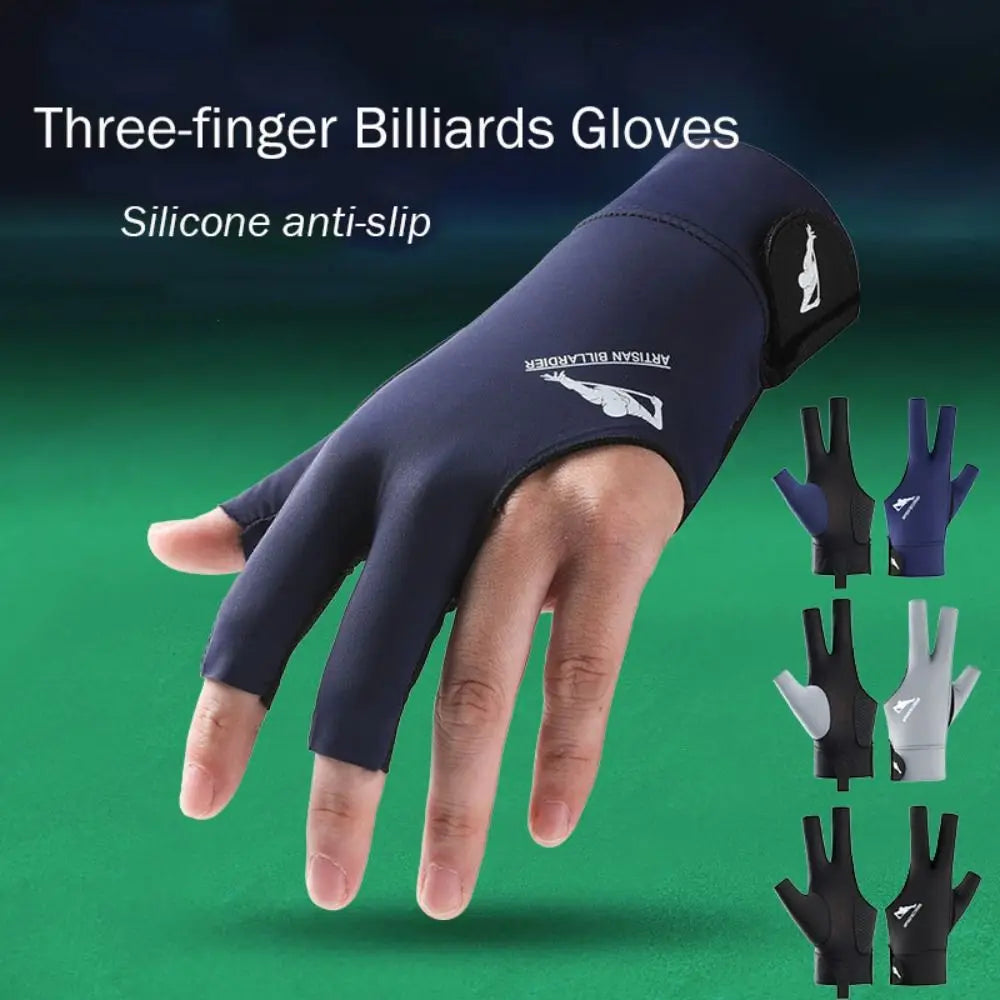 Neuer Drei-Finger-Snooker-Handschuh elastisch rutschfest Billardhandschuh linker rechter Hand atmungsaktiver Trainingshandschuh Fitness-Accessoires