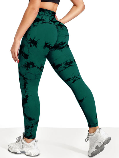 Damen High Waist Nahtlose Leggings – Tie-Dye Yoga-Hose, blickdicht, Fitness- & Workout-Tights