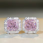 Luxury white gold solid platinum PT950 pink diamond earrings cherry powder ins wind ray dean ice flower cut