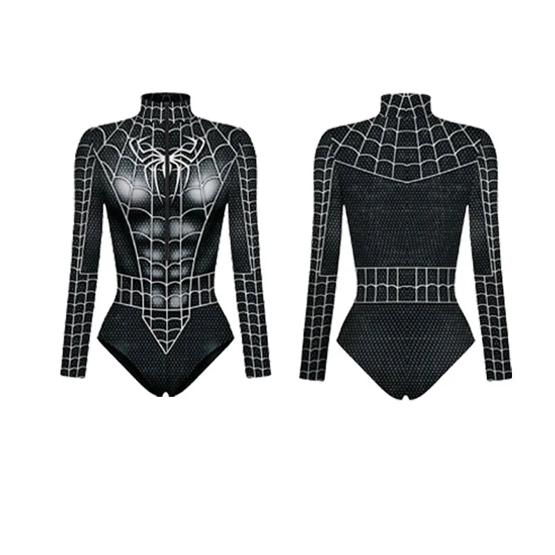 Women Spiderman Swimsuit Superhero Captain Marvel Bodysuit Anime Black Panther Cosplay Costume Long Sleeve Halloween Outfits