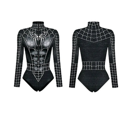 Women Spiderman Swimsuit Superhero Captain Marvel Bodysuit Anime Black Panther Cosplay Costume Long Sleeve Halloween Outfits