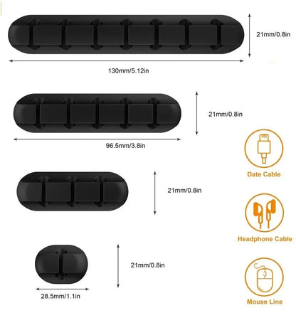 VIKEFON Silicone USB Cable Winder & Adhesive Clips