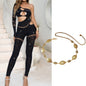 HLJ&GG Sexy Sparkling Rhinestone Hollow Bodycon One Piece Jumpsuits Women One Shoulder Long Sleeve Slim Playsuit With Chain 2025