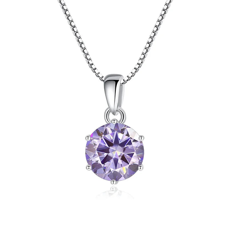 JoyceJelly 1 CT Real Moissanite Pendant Necklace For Women Royal Blue Color Moissanite 925 Sterling Silver Wedding Fine Jewelry