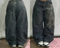American Fashion Hip Hop Joker Oversized Jeans Women Street Y2K New Clearance Spot Hot Mopping Wide-leg Pants Unisex Loose Jeans