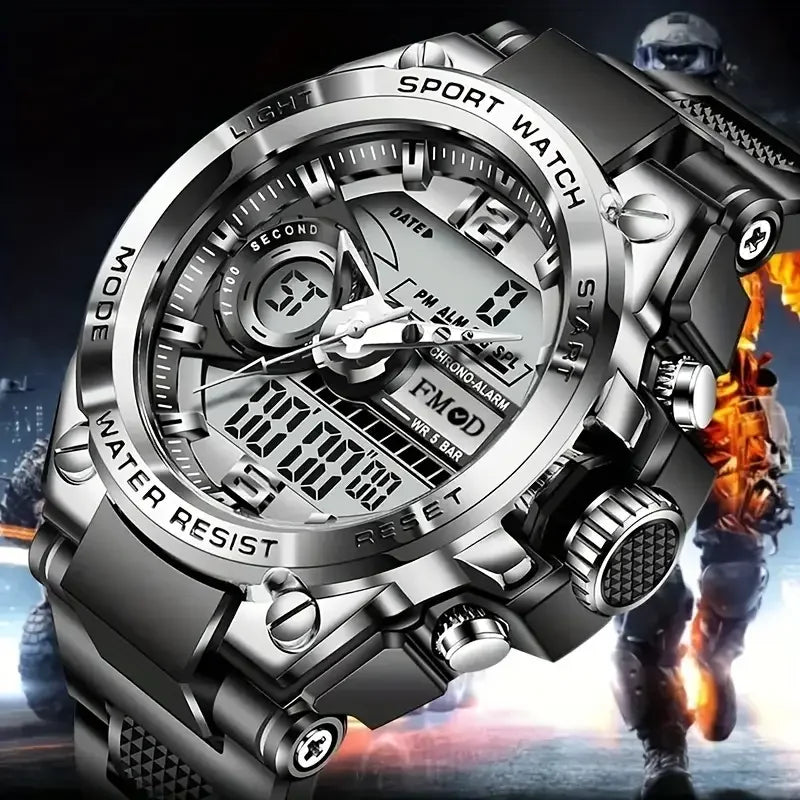 Digitale Herren-Stahl-Militär-Armbanduhr LED Quarz-Uhr Sportuhr Herren Große Uhren Herren Relogios Masculino
