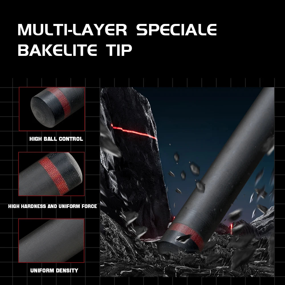 Bakelite tip with text highlighting features on a black background