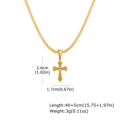 Hip Hop Cross Necklace for Men Women,50/55/60cm Stainless Steel Chic Cross Pendant,Christian Classic Jewelry Gifts