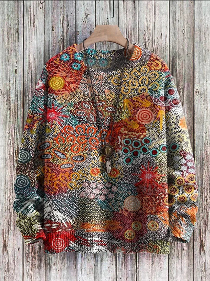 Vintage-Strickpullover mit Musterdruck für Damen und Herren