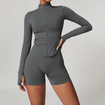 2/3/4PCS Yoga Set Gym Clothes Sportswear Seamless Yoga Suits For Women Fitness Long Sleeved Tracksuits Sports Bra Gym Leggings