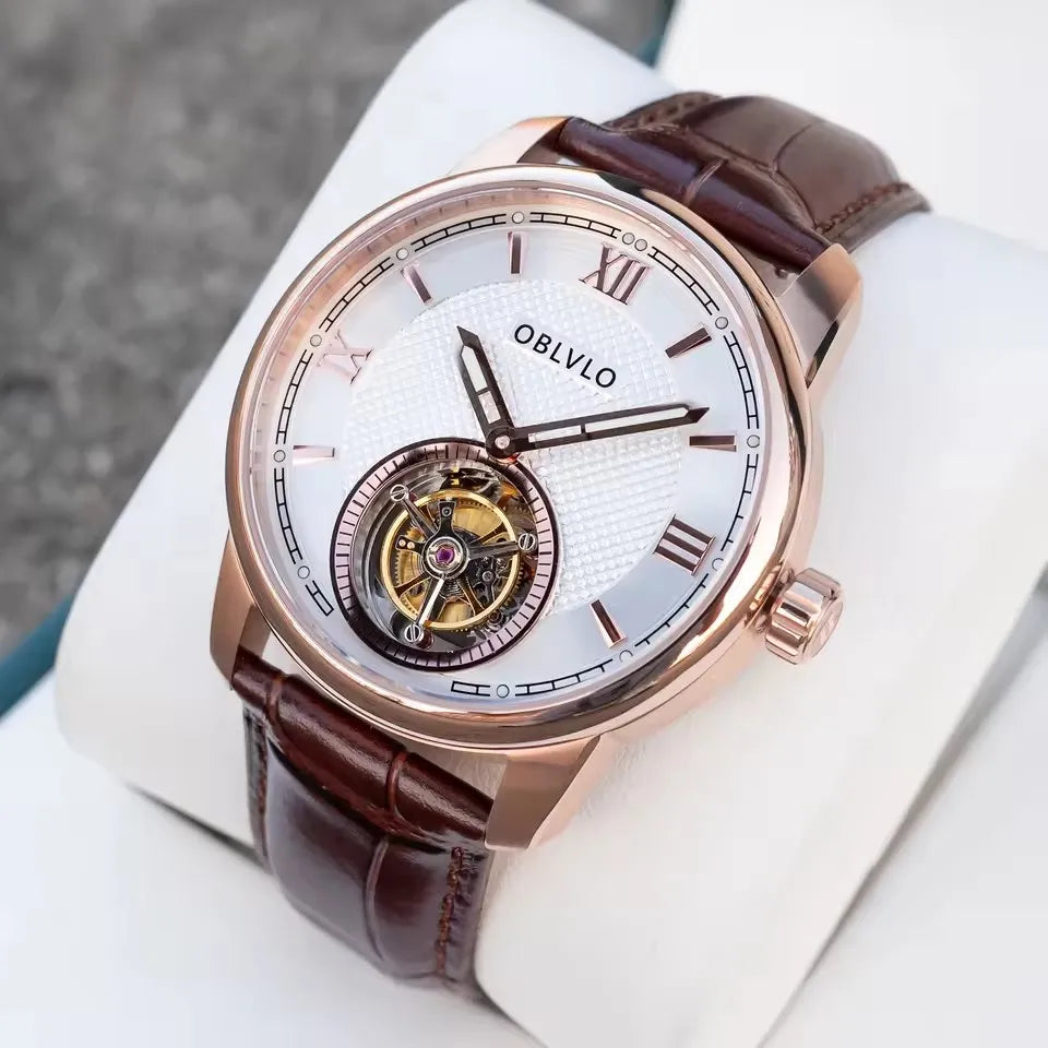 Tourbillon Watches Sapphire Glass Waterproof 50M Mechanical Automatic Watches