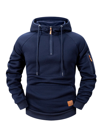 2025 Autumn/Winter Men's Hoodie Fashion Casual Sports Hoodie Retro Harajuku Long Sleeve Zipper Multi Pocket Loose Street Wear
