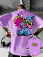 Europäisches und amerikanisches neues Herren-T-Shirt mit Cartoon-Graffiti-Print, bequem, weich, atmungsaktiv, Rundhalsausschnitt, Outdoor-Streetstyle-Oberteil