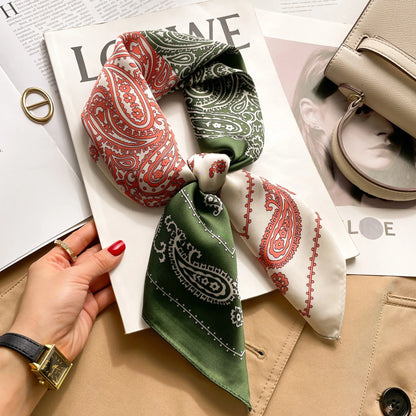 New Silk Scarf Neckerchief Women's Silk Square Scarf Purse Luxury Scarf for Women Designer Silk Headscarf SJ01
