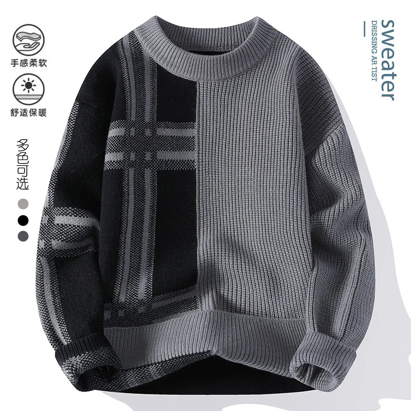 2024 Autumn/Winter New Men's Round Neck Knitted Hoodie Sweater High Quality Skin friendly Fashion Versatile Casual Sweater