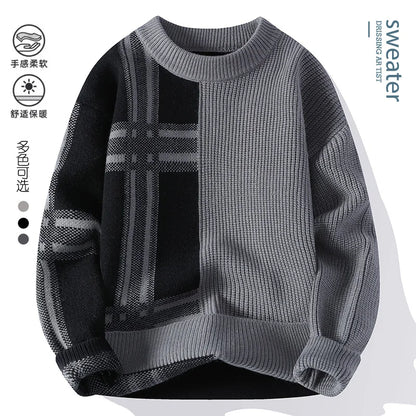 2024 Autumn/Winter New Men's Round Neck Knitted Hoodie Sweater High Quality Skin friendly Fashion Versatile Casual Sweater