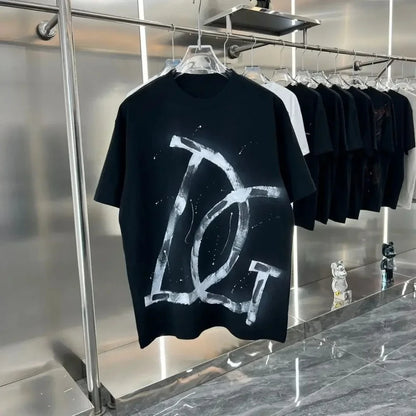 Men's and Women's T-shirt Summer Luxury Brand Cotton Short-sleeved Spring Autumn Trendy Brand Versatile Comfort Harajuku Tops