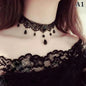 New Sexy Gothic Chokers Crystal Black Lace Neck Choker Necklace Vintage Victorian Women Chocker Steampunk Jewelry