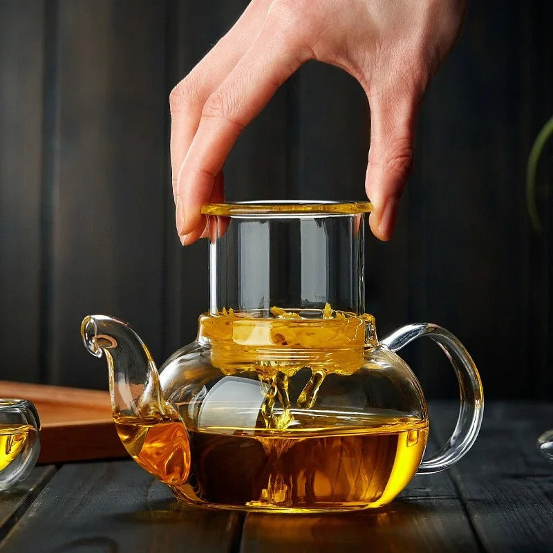 400ml/1000ml Filterbare Hitzebeständige Verdickte Glas-Teekanne Aus Hochborosilikatglas Blütenteekanne Beheizbares Glas-Teeservice