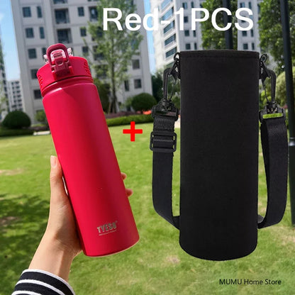 TYESO 600/750ML Thermosflasche mit Strohhalm Edelstahl Auto Thermobecher Sport Wasserflaschen Hält Kalt und Warm Thermobeker