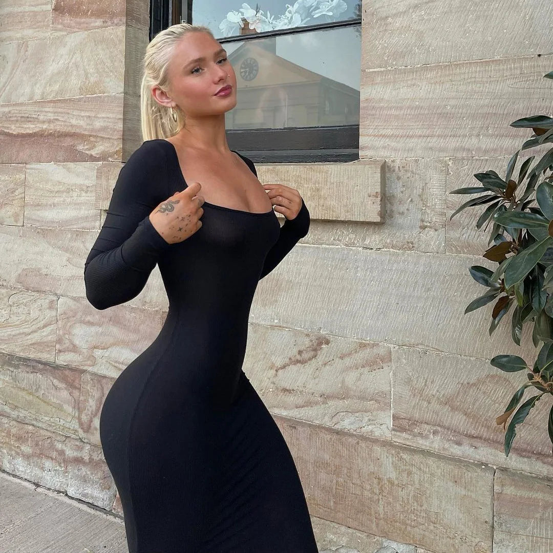 Langarm Sexy Kleid Frühling Damen Enges Fishtail-Rock Elegante Kleider Damenbekleidung