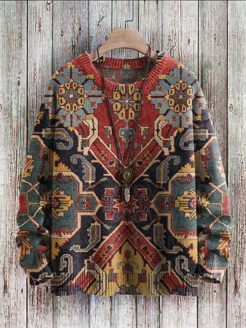 Vintage-Strickpullover mit Musterdruck für Damen und Herren