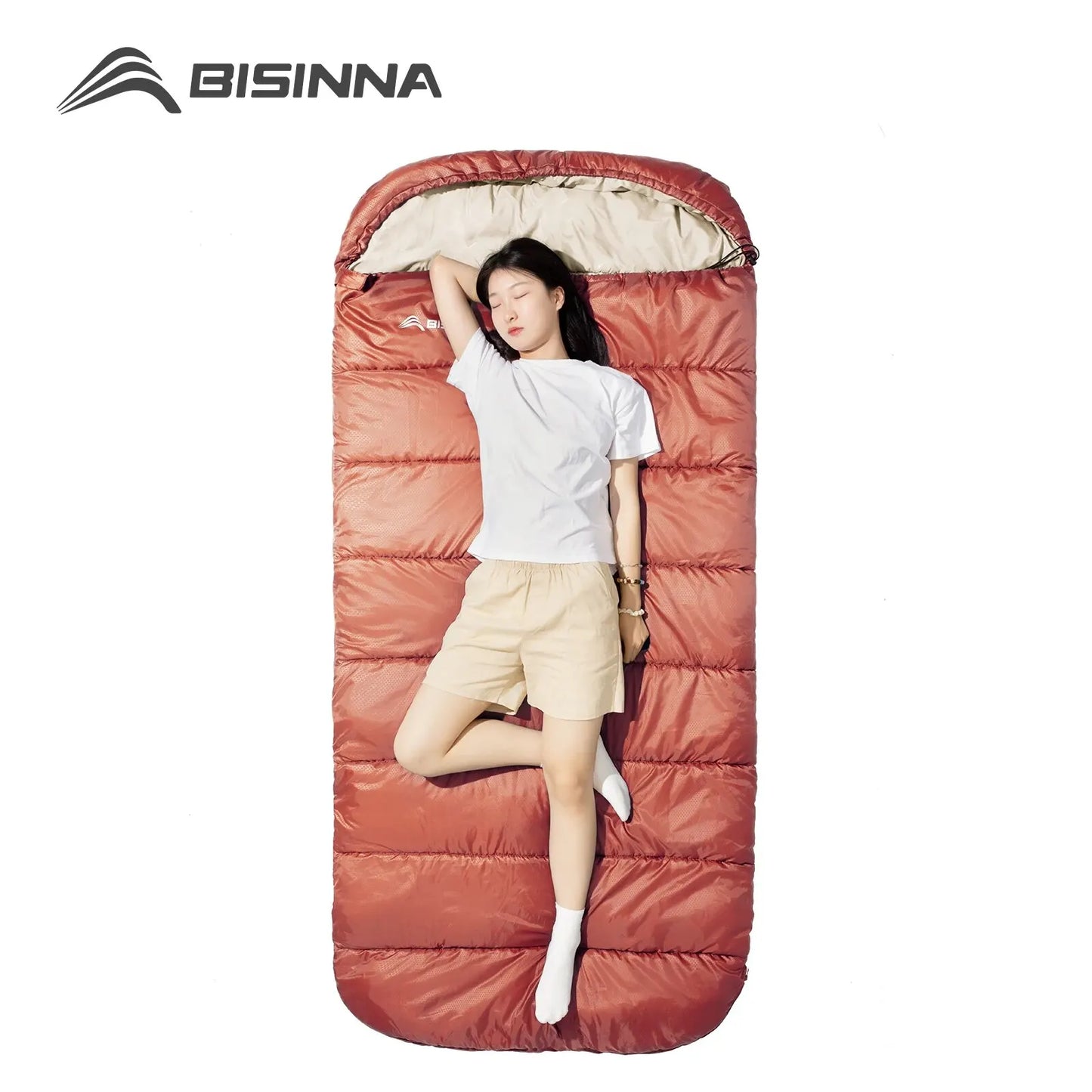 BISINNA Großer Camping-Schlafsack, leicht, 3-Jahreszeiten, weit geschnitten, lang, für Erwachsene, zum Ausruhen, Wandern, Angeln