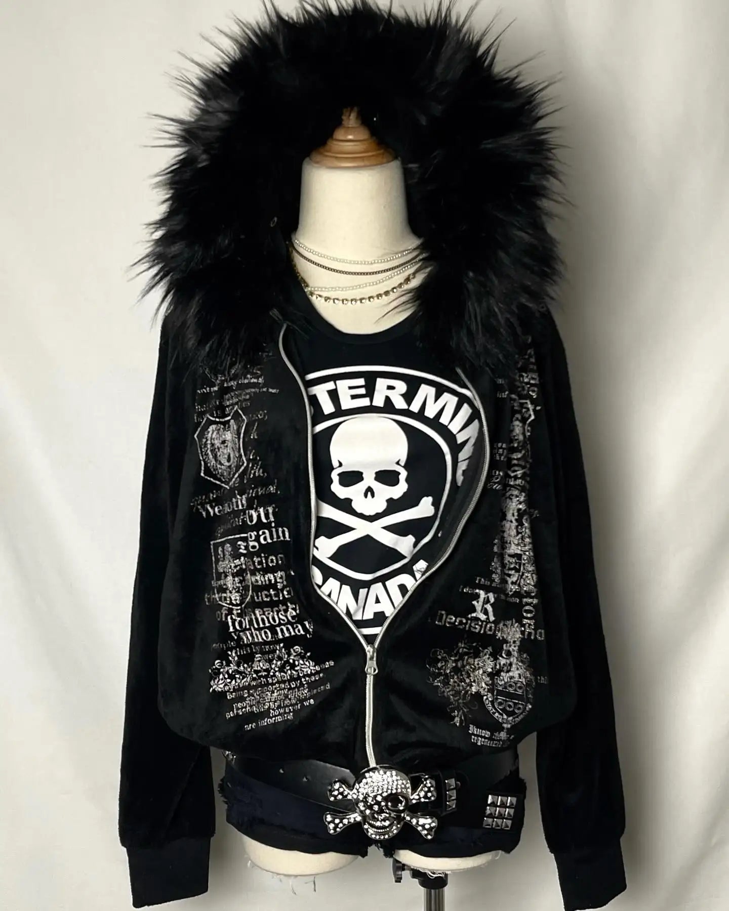 White Fur collar sweater Dalian Hood Zipper Sweatshirt Zipper Casual