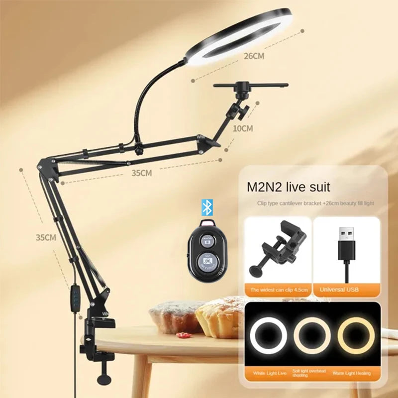 Live-Ständer Handy Professionelle Overhead-Beleuchtung Feste Aufnahme Kamera Mit Anleitungs-Aufnahme Video Selfie Stick
