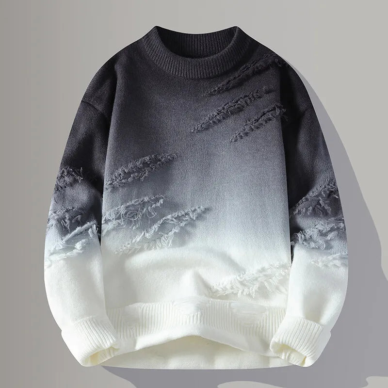 Men's Thick O-Neck Wool Knit Heavy Pullover Sweater