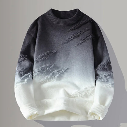 Men's Thick O-Neck Wool Knit Heavy Pullover Sweater