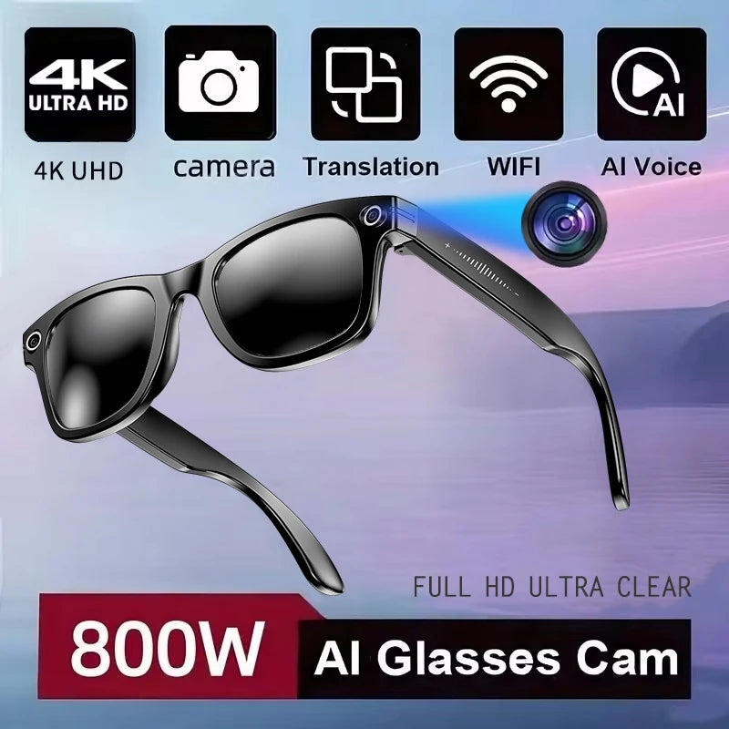 800W Camera AI Smart Translation Sunglasses – Waterproof, Color-Changing, Photo & Video
