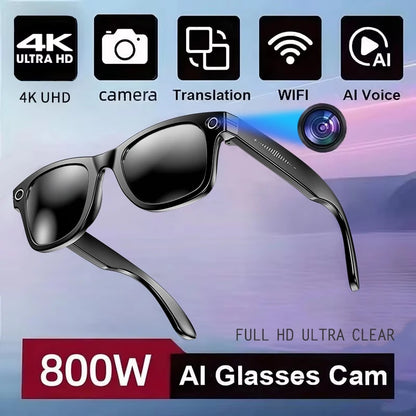 800W Camera AI Smart Translation Sunglasses – Waterproof, Color-Changing, Photo & Video