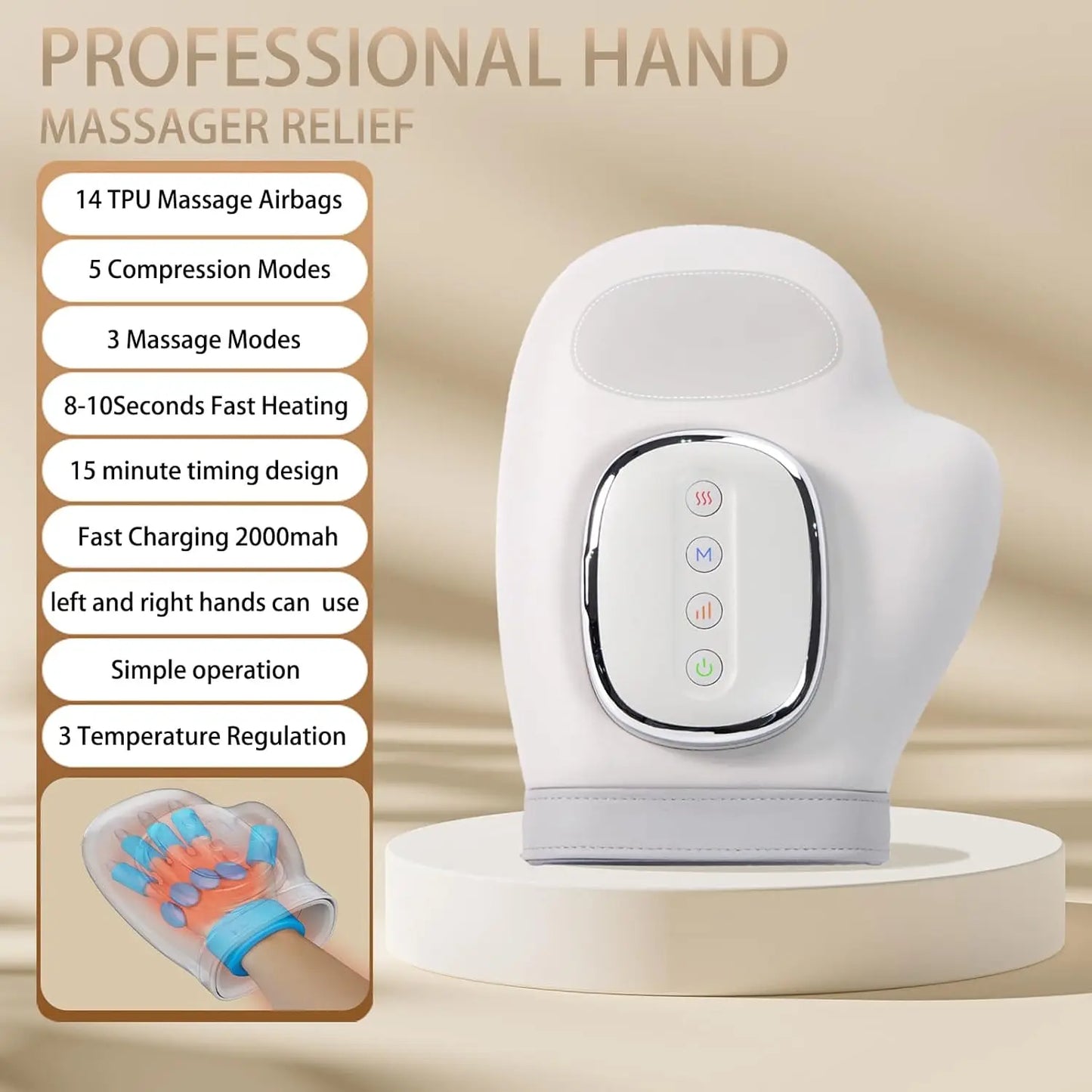 Hand Massager with Heat & Compression - Carpal Tunnel