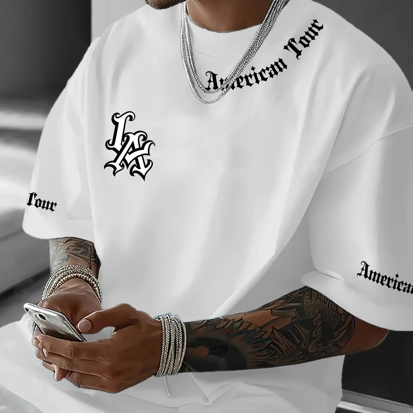Men's Graphic Letter Print T-Shirt | Round Neck
