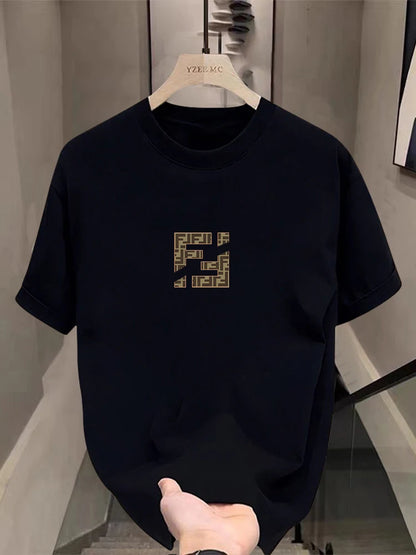 F Family Trendmuster Reine Baumwolle Herren- und Damen-Basis-Shirt, Rundhals Kurzarm T-Shirt Paar Print Frühling und Herbst