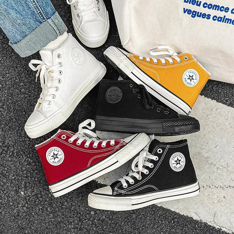 Winter Warm Fleece High Top Canvas Shoes Women's Hot Sale Of The Season Candy Color Retro Simple Cotton Shoes Casual Shoes Rubbe