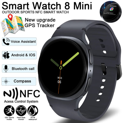 2025 Watch GPS Track Smartwatches für Herren Damen Sport Herzfrequenz Bluetooth Anruf NFC IP68 Wasserdicht Kompass Smartwatch 8 Mini