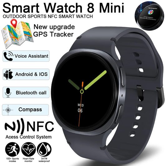2025 Watch GPS Track Smartwatches für Herren Damen Sport Herzfrequenz Bluetooth Anruf NFC IP68 Wasserdicht Kompass Smartwatch 8 Mini