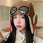 Neue Damen Warme Bombermützen mit Brille Plüsch Fell Wintermütze mit Ohrenklappen Winter Dandy Cap für Frauen