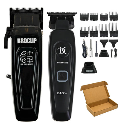 Professioneller elektrischer Haarschneider BRD 106 mit Ladestation 7500 U/min Haartrimmer für Herren DK-078 DLC Klinge 7200 U/min Friseurset 2-teilig