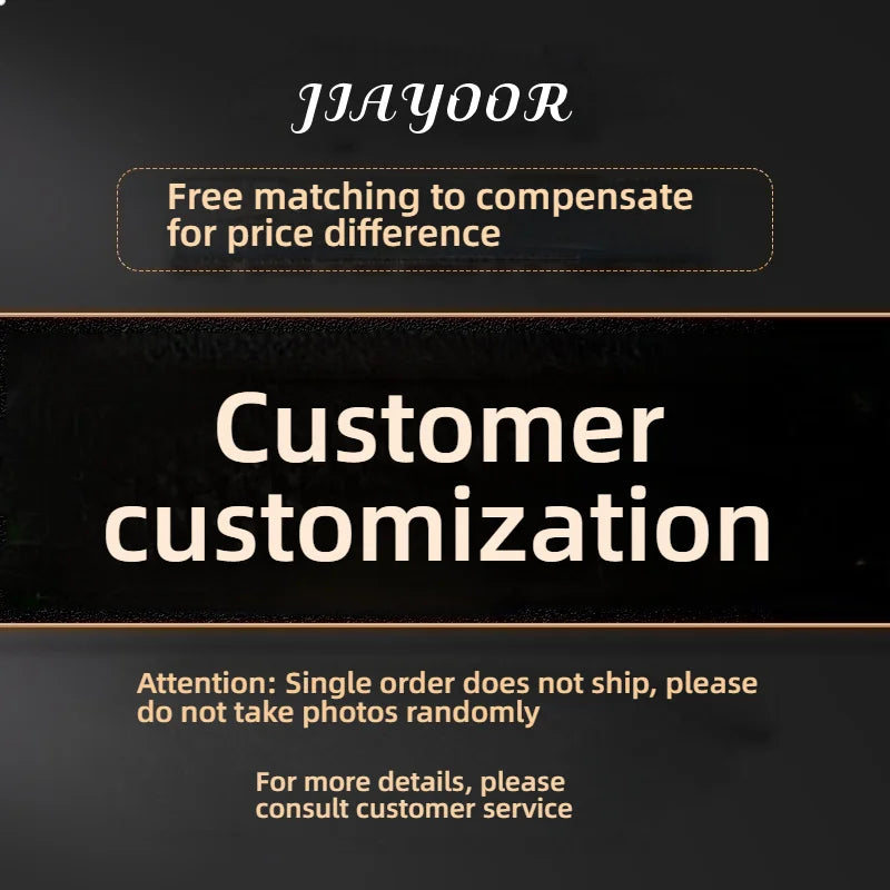 Text on a black background with 'JIAYOOR' branding and customization information.