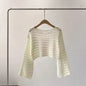 Long Sleeve Crochet Knit Top Summer Beach Bikini Cover Up Crop Pullover Wool Knitwear Blouse Women Vacation Boho Outfit